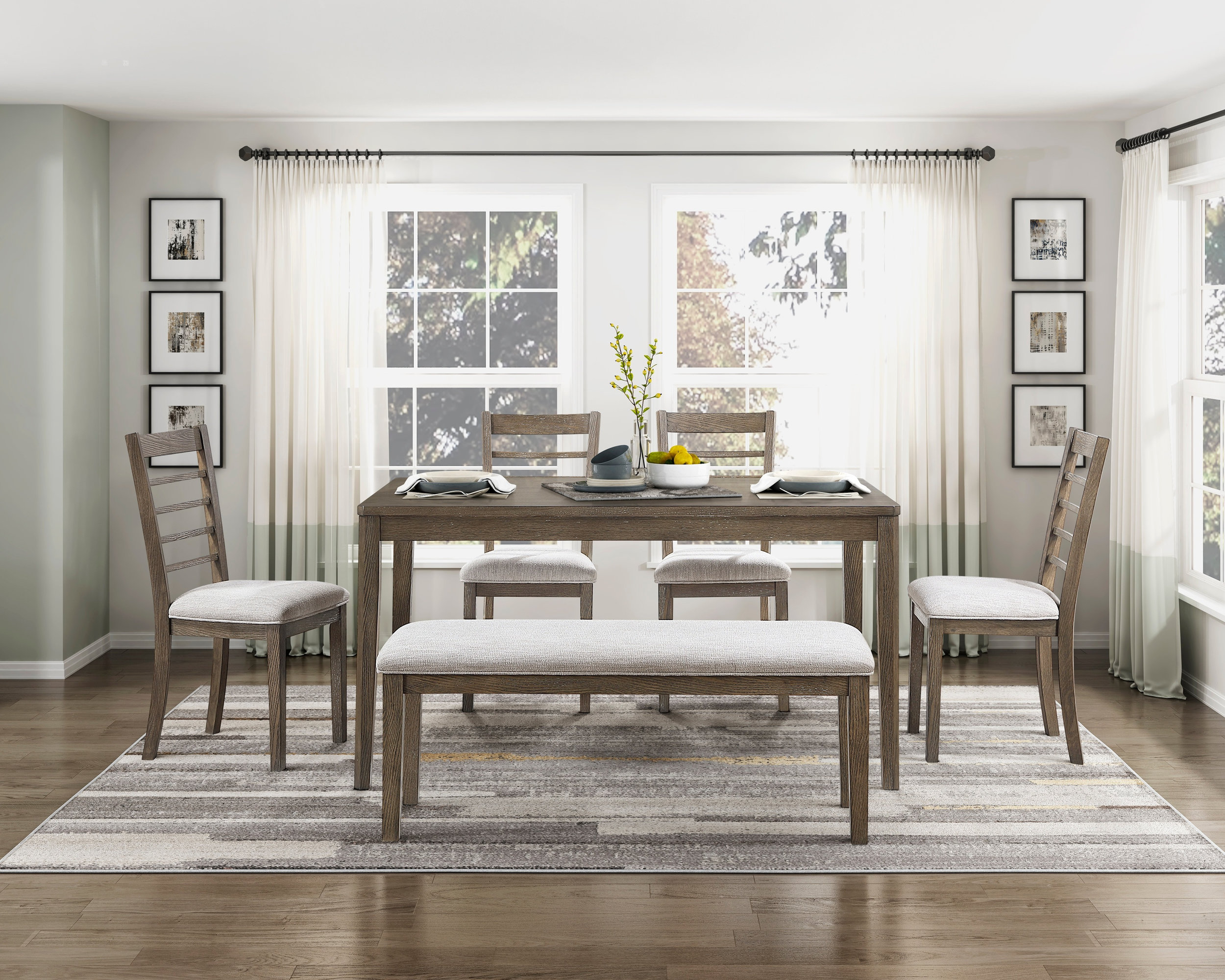 Emilia Wood/Fabric 6-Piece Dining Room Set