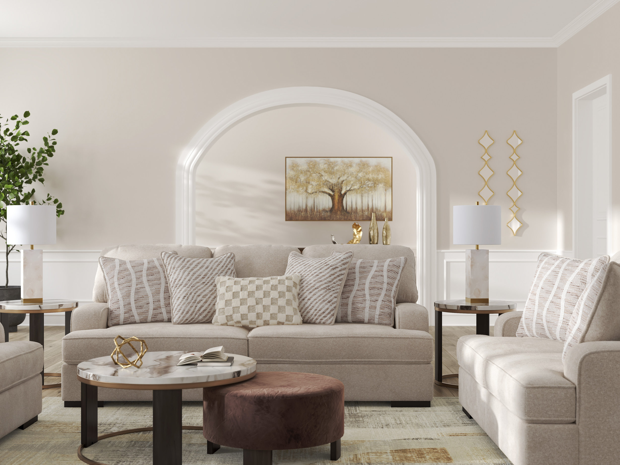 High Profile Polyester Sofa