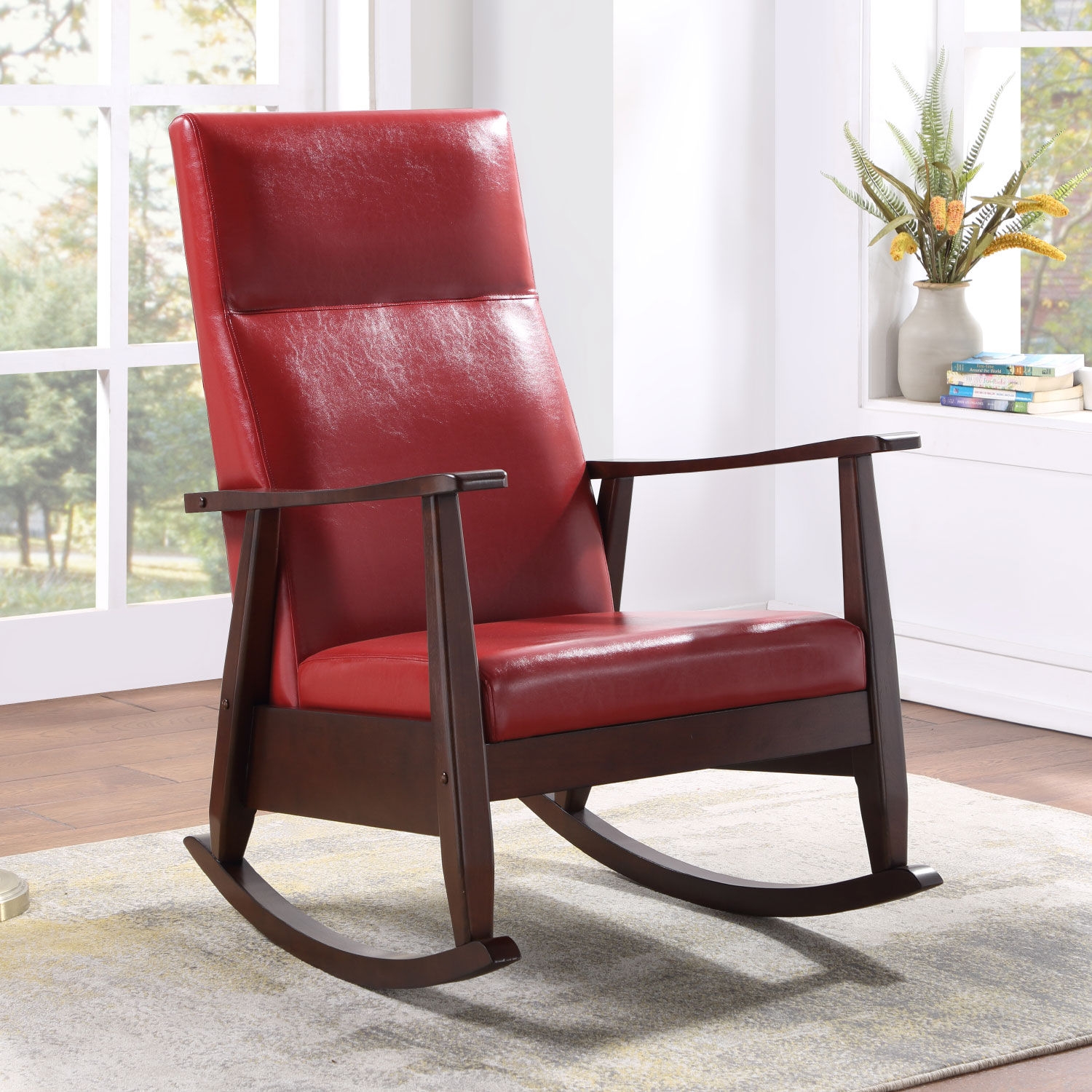Raina Leatherette/Wood Rocking Chair, Composition 1