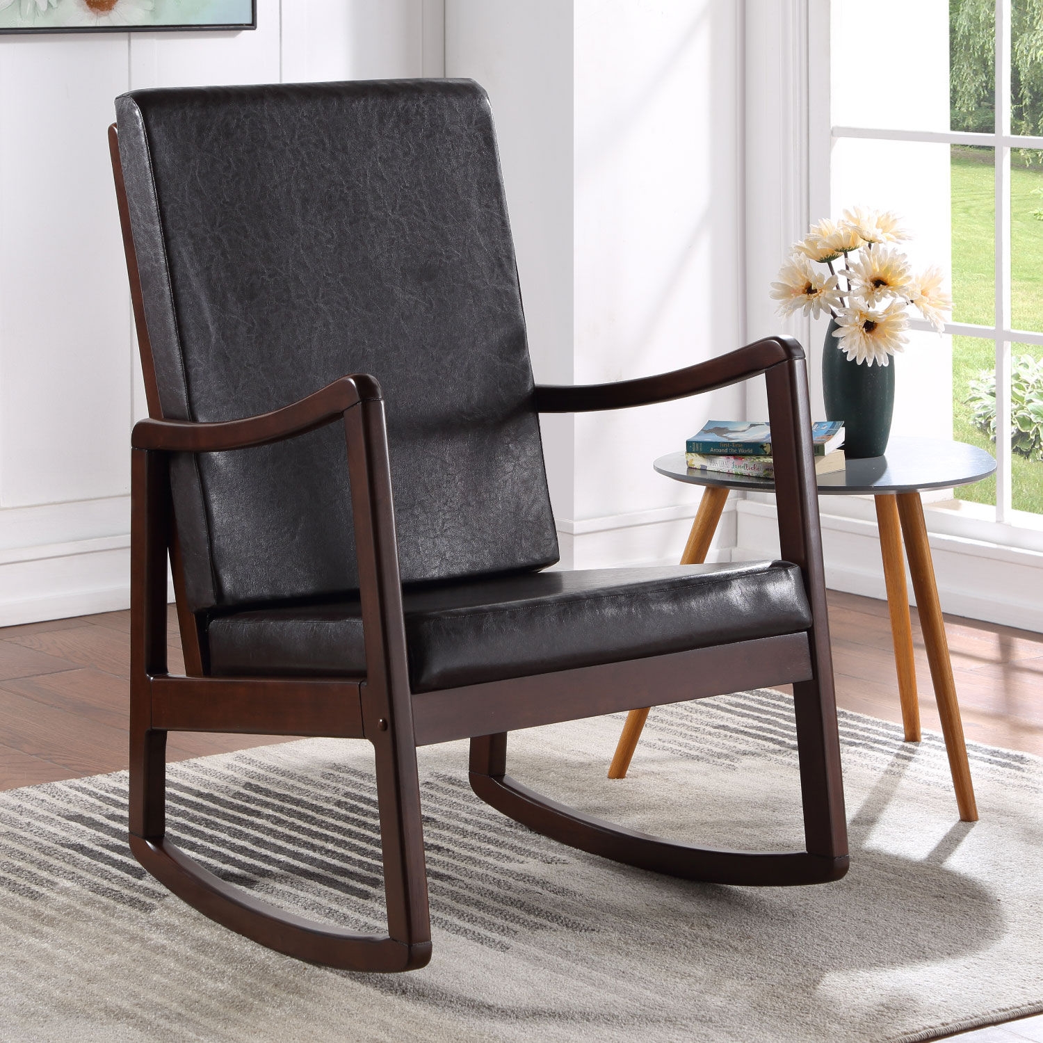 Raina Leatherette/Wood Rocking Chair, Composition 2