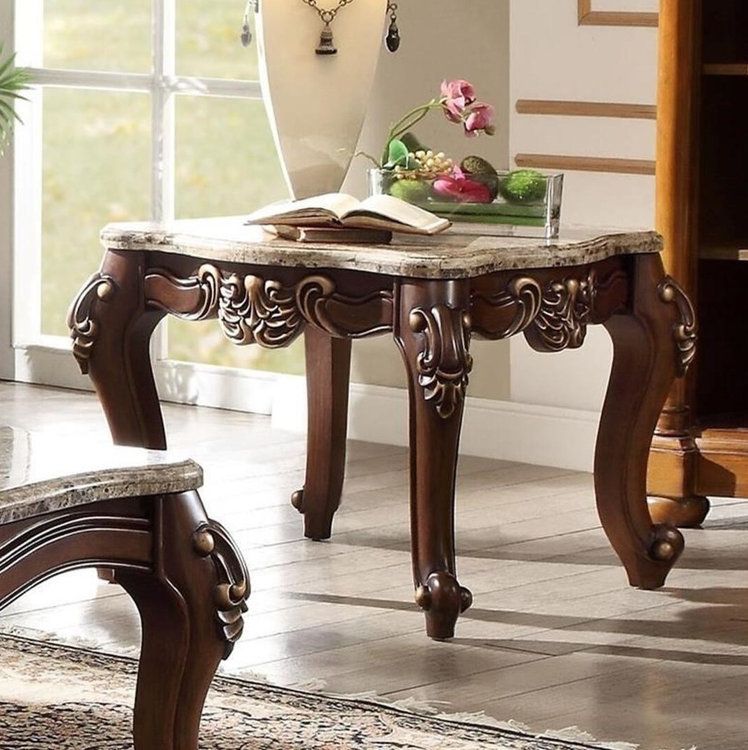 Mehadi Marble/Wood End Table