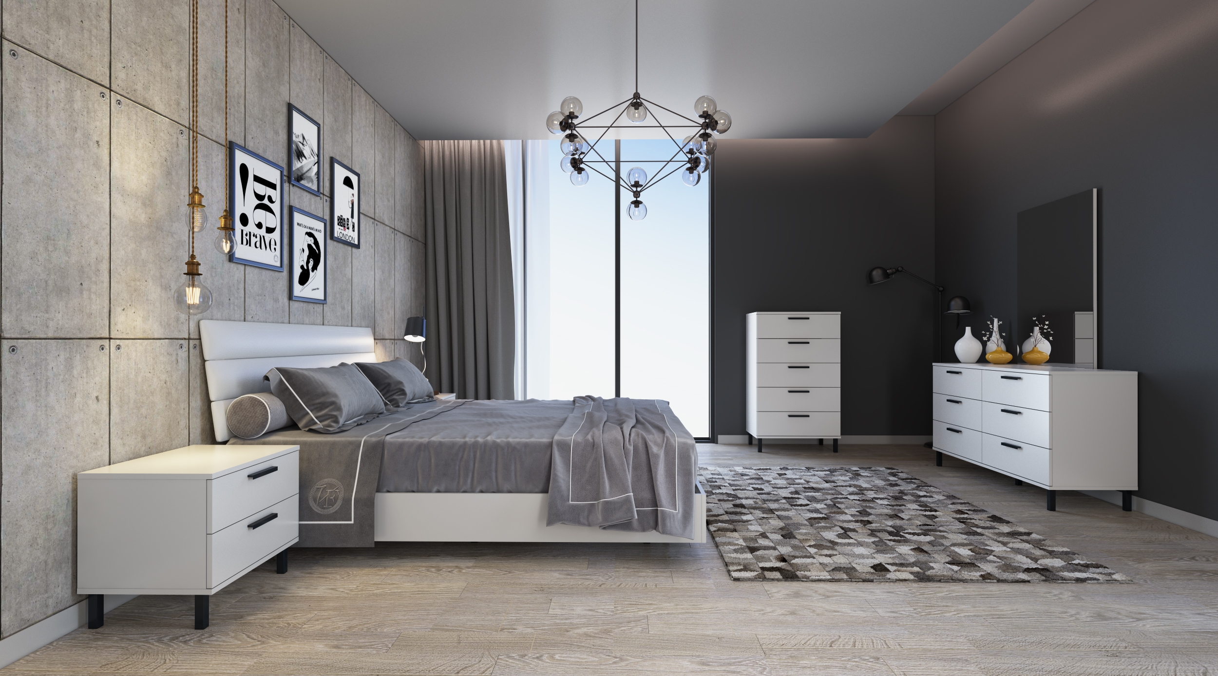 Lyon Faux Leather Tufted Platform Bedroom Set