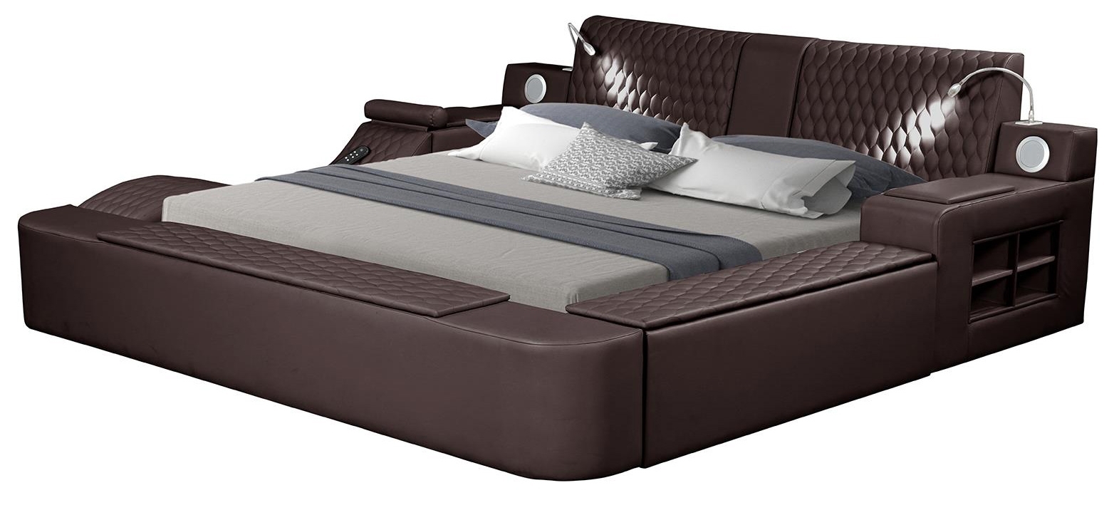 Zoya Fabric Upholstered Brown Bed