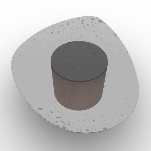 Mushroom Tempered Glass/Wood Pedestal Coffee Table