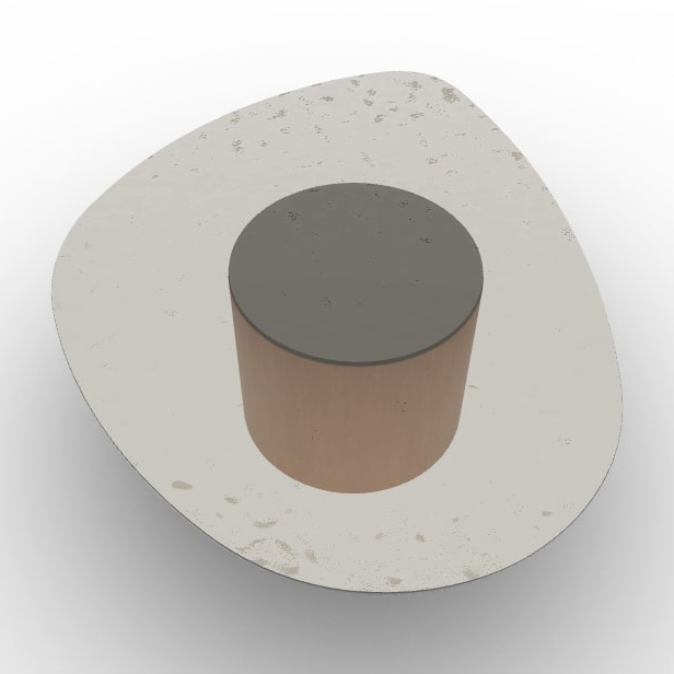 Mushroom Tempered Glass/Wood Pedestal Coffee Table