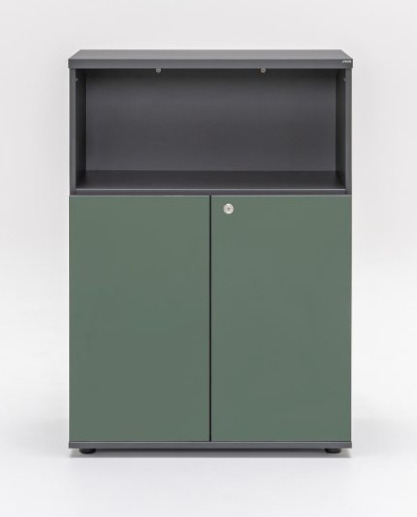 Color Office Half-Bookcase w/Lockable Doors & Open Shelves