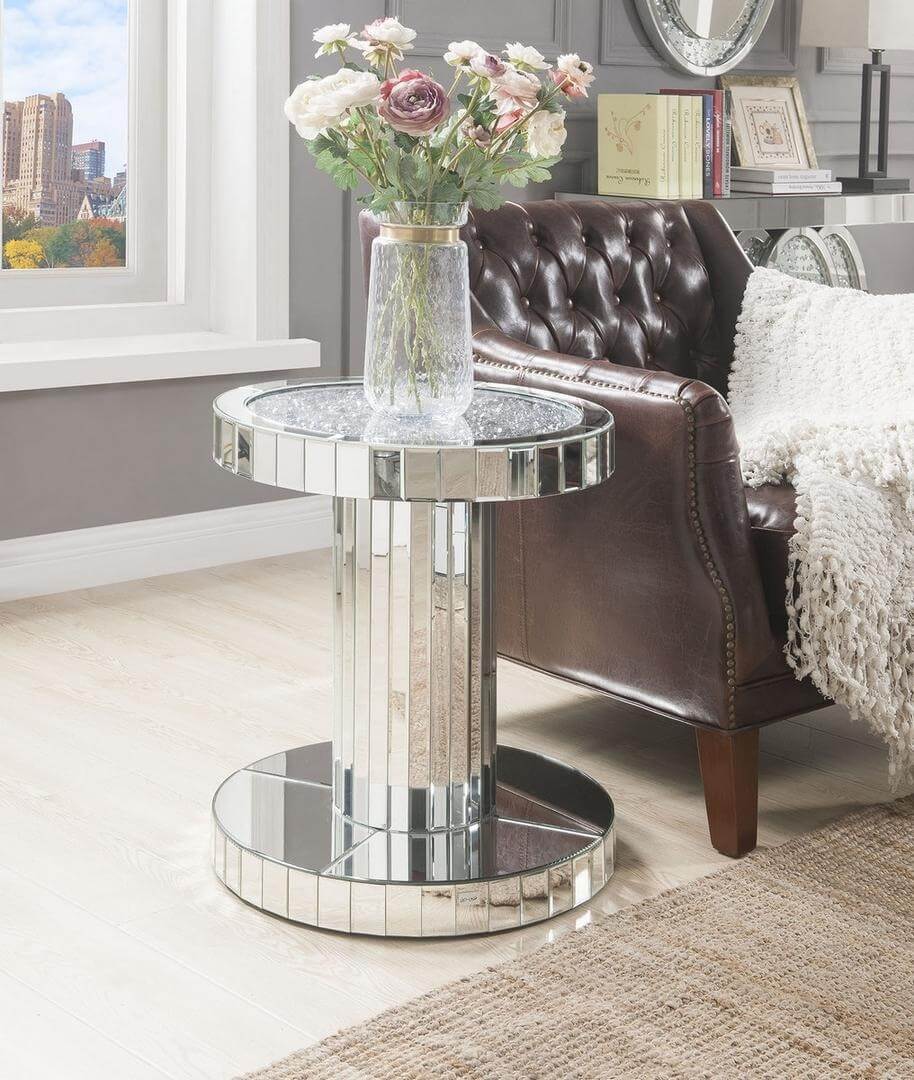 Ornat 80302 Mirrored/Faux Diamonds End Table