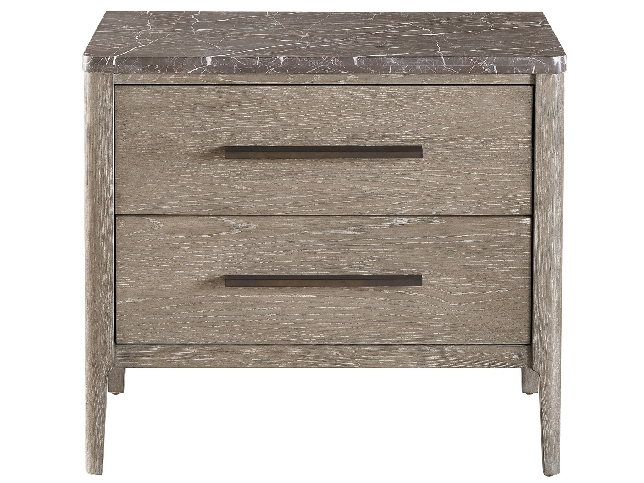 Wood Stone Top Nightstand w/2 Drawers