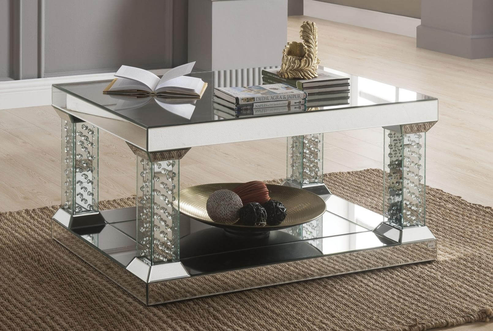 Nysa Mirrored/Faux Crystals Coffee Table