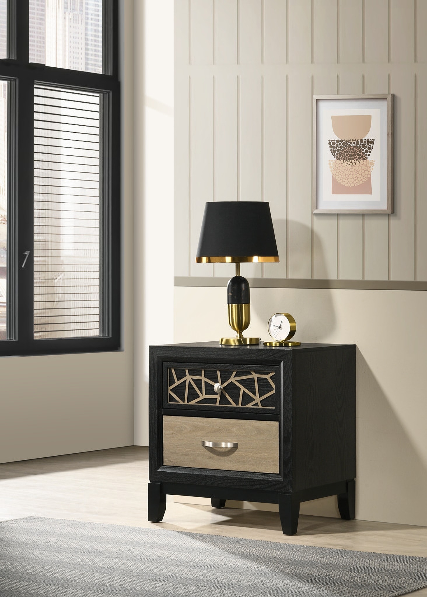 Selena Fabric/Wood Regular Bedroom Set