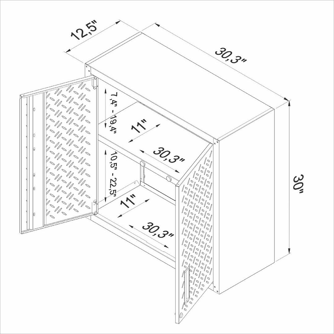 Fortress 30-inch Floating Garage Cabinet w/Adjustable Shelves