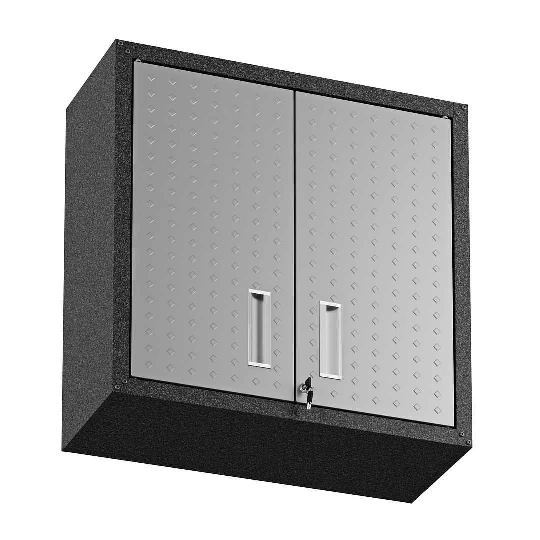 Fortress 30-inch Floating Textured Metal Garage Cabinet w/Adjustable Shelves