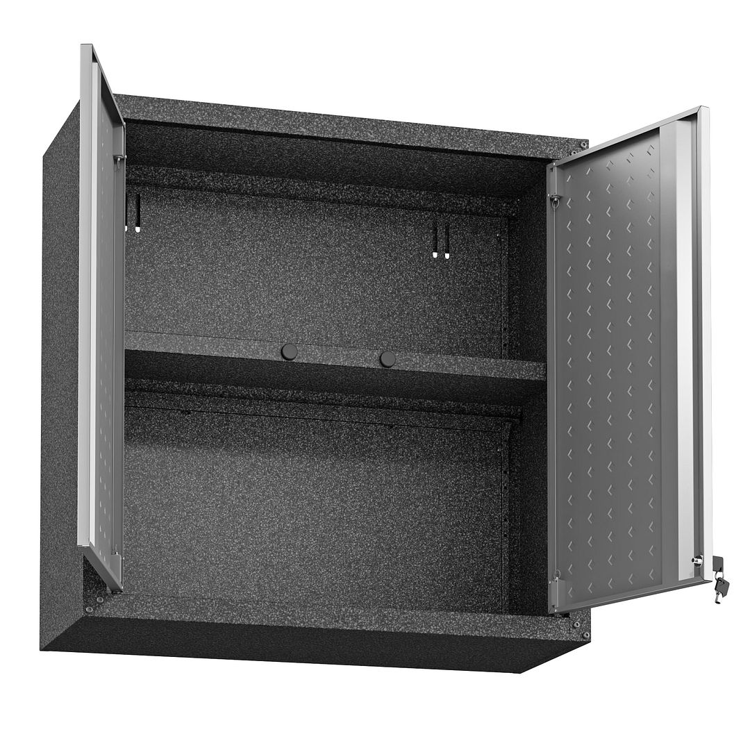 Fortress 30-inch Floating Textured Metal Garage Cabinet w/Adjustable Shelves