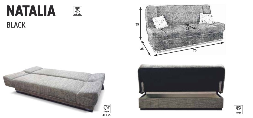 Natalia Fabric Convertible Storage Sofa