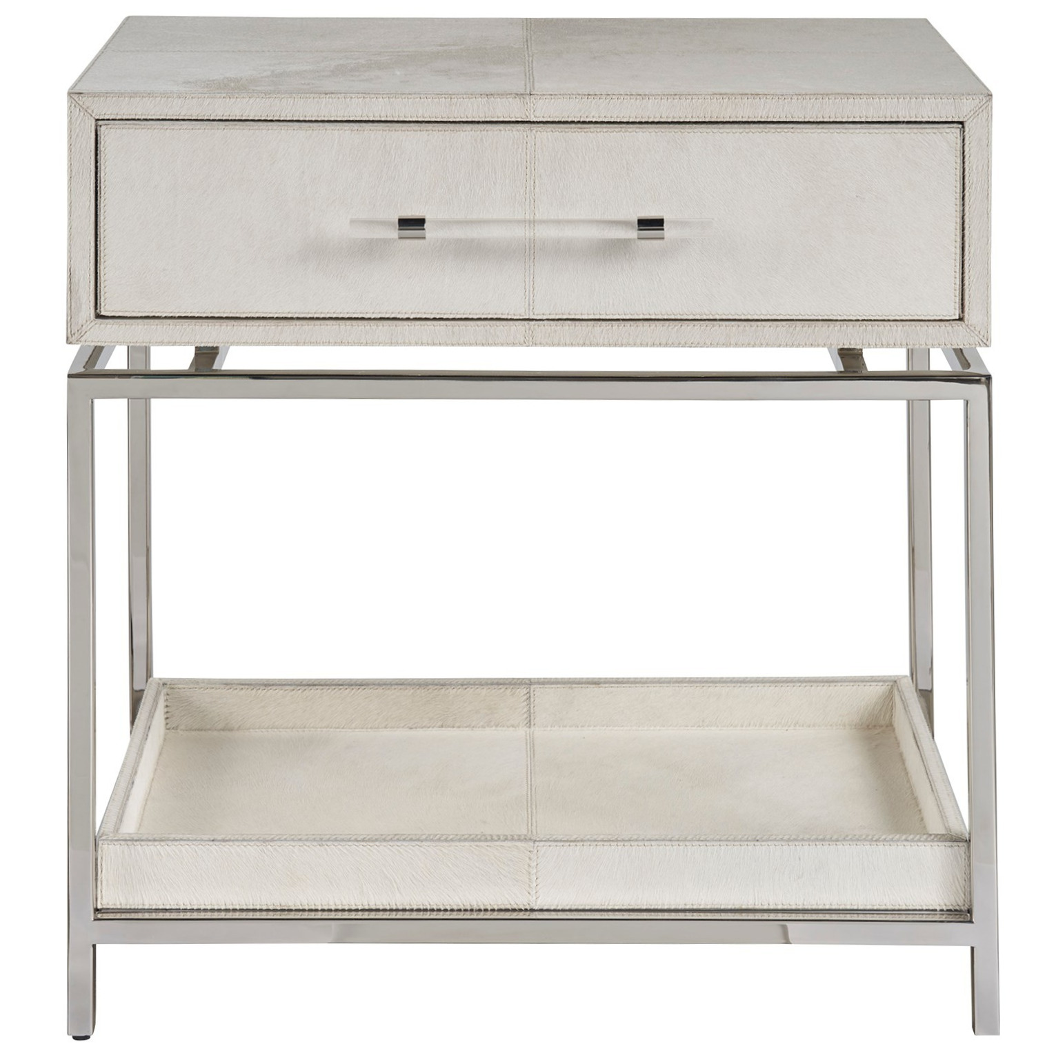 Lyra Wood/Fur/Metal Nightstand w/Drawer