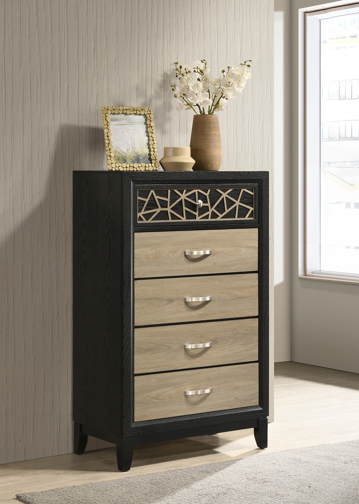 Selena 5-Drawer Wood Veneer Chest