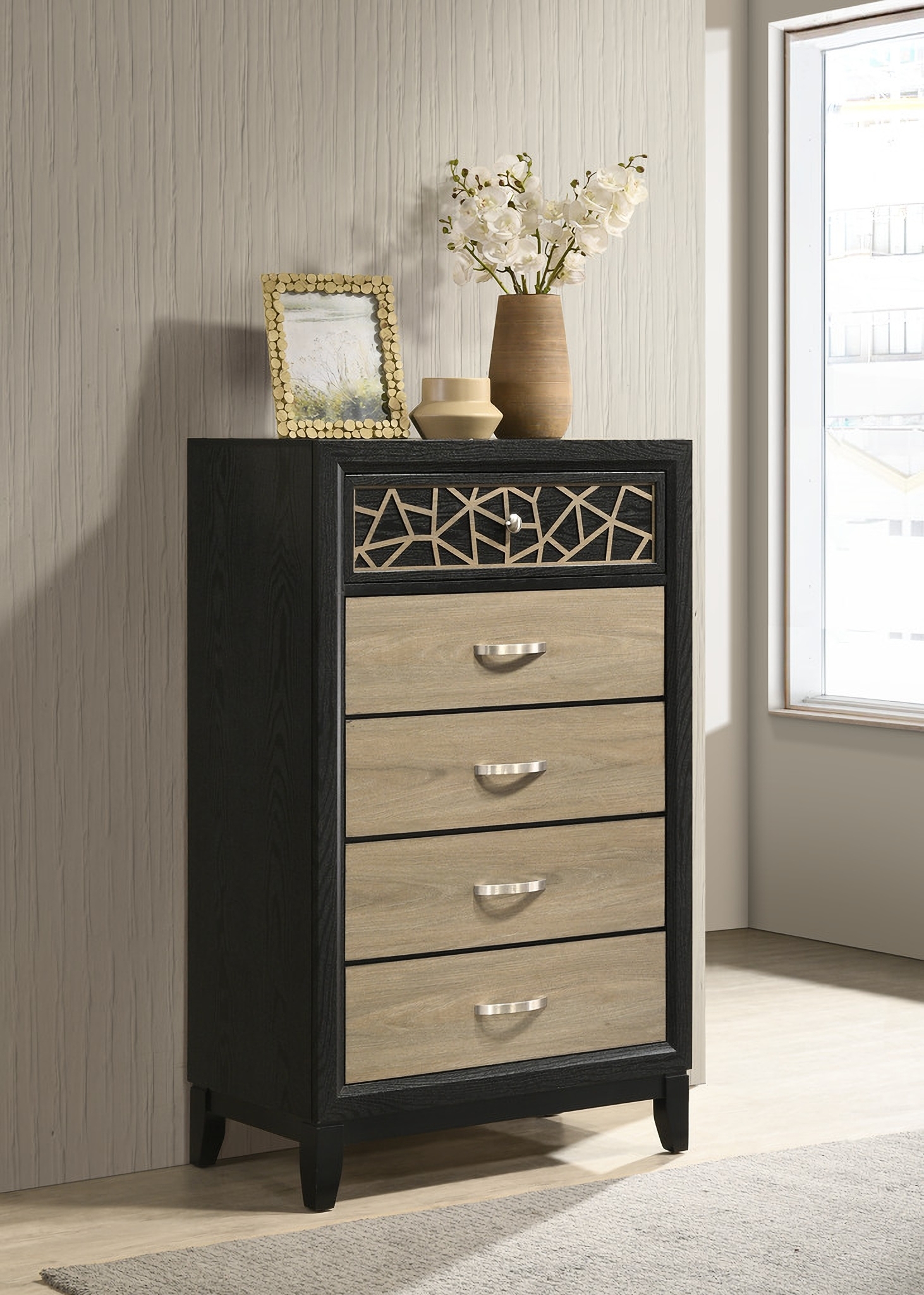 Selena Fabric/Wood Regular Bedroom Set