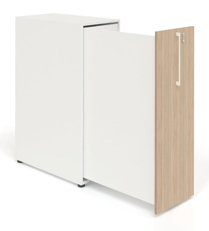 Boxi Office Lockable Storage Tower w/1 Shelf, 2 Metal Shelves & 2 Small Drawers