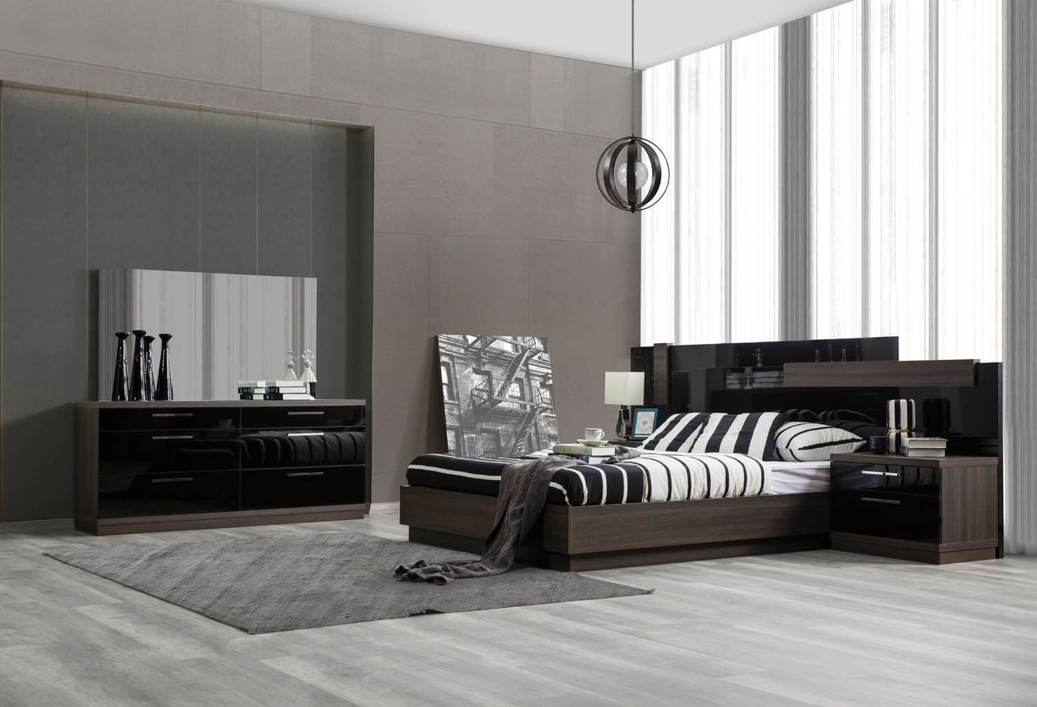 Napoli Wood LED Platform Bedroom Set