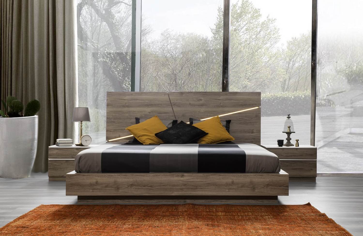 Porto Wood LED Platform Bedroom Set