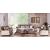 Natural Fabric/PU Storage Sleeper Living Room Set w/Wooden Armrests