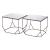 Arzon Square Mirror Glass/Steel Coffee Table Set