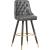 Portnoy Faux Leather Stool with Espresso Wood Legs, Gold Footrest & Gold Tips