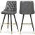 Portnoy Faux Leather Stool with Espresso Wood Legs, Gold Footrest & Gold Tips