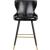 Hendrix Faux Leather Stool with Espresso Wood Legs, Gold Footrest & Gold Tips