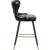Hendrix Faux Leather Stool with Espresso Wood Legs, Gold Footrest & Gold Tips