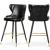 Hendrix Faux Leather Stool with Espresso Wood Legs, Gold Footrest & Gold Tips