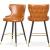 Hendrix Faux Leather Stool with Espresso Wood Legs, Gold Footrest & Gold Tips