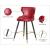 Hendrix Faux Leather Stool with Espresso Wood Legs, Gold Footrest & Gold Tips