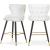Hendrix Faux Leather Stool with Espresso Wood Legs, Gold Footrest & Gold Tips
