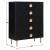 Zayne 5-Drawer Wood Chest with Brushed Gold Metal Legs & Handle