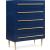 Marisol 5-Drawer Wood Veneer Chest with Brushed Gold Metal Legs & Handle
