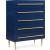 Marisol 5-Drawer Wood Veneer Chest with Brushed Gold Metal Legs & Handle