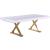 Excel Extendable Rectangular Lacquer Dining Table with Gold Stainless Steel Base