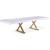 Excel Extendable Rectangular Lacquer Dining Table with Gold Stainless Steel Base