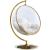 Luna Acrylic Swing Bubble Accent Chair with Gold Metal Base