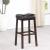 Donald Leatherette Bar Stool with Wood Base