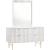 Modernist 4-Drawer Wood Dresser with Brushed Gold Steel Legs & Handles