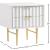 Modernist 2-Drawer Wood Veneer Nightstand with Brushed Gold Steel Legs & Handles