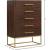 Maxine 5-Drawer Wood Chest with Brushed Gold Metal Legs & Handles