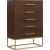 Maxine 5-Drawer Wood Chest with Brushed Gold Metal Legs & Handles