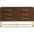 Maxine 6-Drawer Wood Dresser with Brushed Gold Metal Legs & Handles