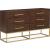 Maxine 6-Drawer Wood Dresser with Brushed Gold Metal Legs & Handles
