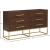 Maxine 6-Drawer Wood Dresser with Brushed Gold Metal Legs & Handles
