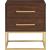 Maxine 2-Drawer Wood Veneer Nightstand with Brushed Gold Metal Legs & Handles