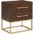 Maxine 2-Drawer Wood Veneer Nightstand with Brushed Gold Metal Legs & Handles